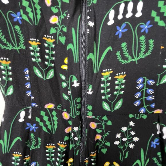 Modcloth X Collectif Floral Surplice Romper Womens Size 6 Black Multicolor Boho - Picture 5 of 8